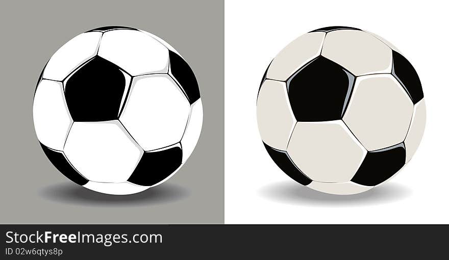 Two monochrome isolatade soccer balls. Two monochrome isolatade soccer balls