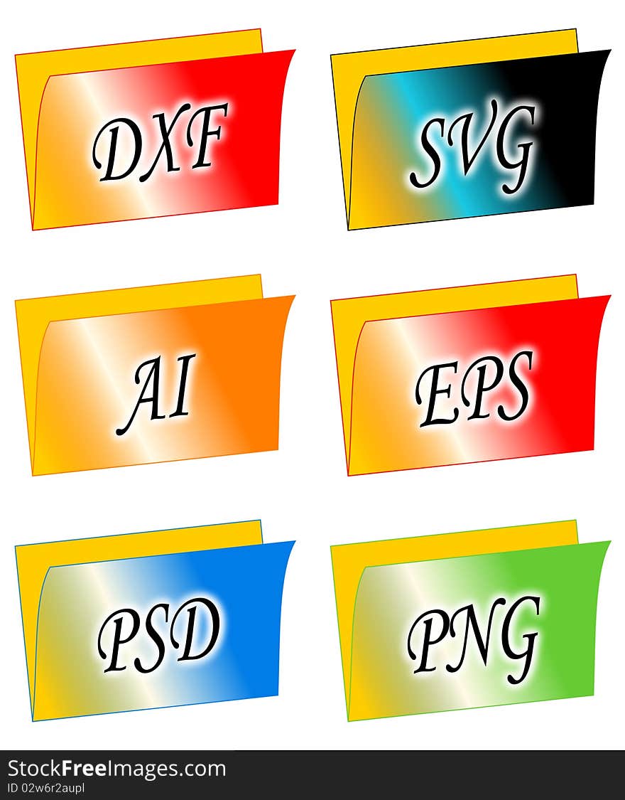 Set of the files and folders icons. Set of the files and folders icons