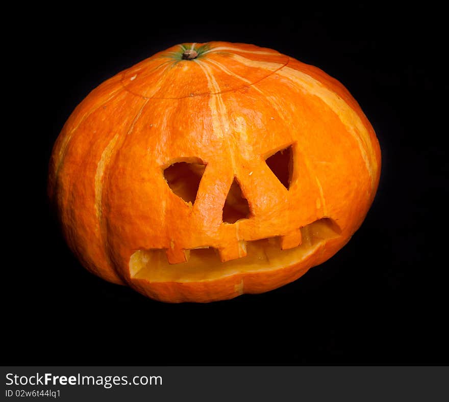 Jack-o-lantern pumpkin isolated on black background