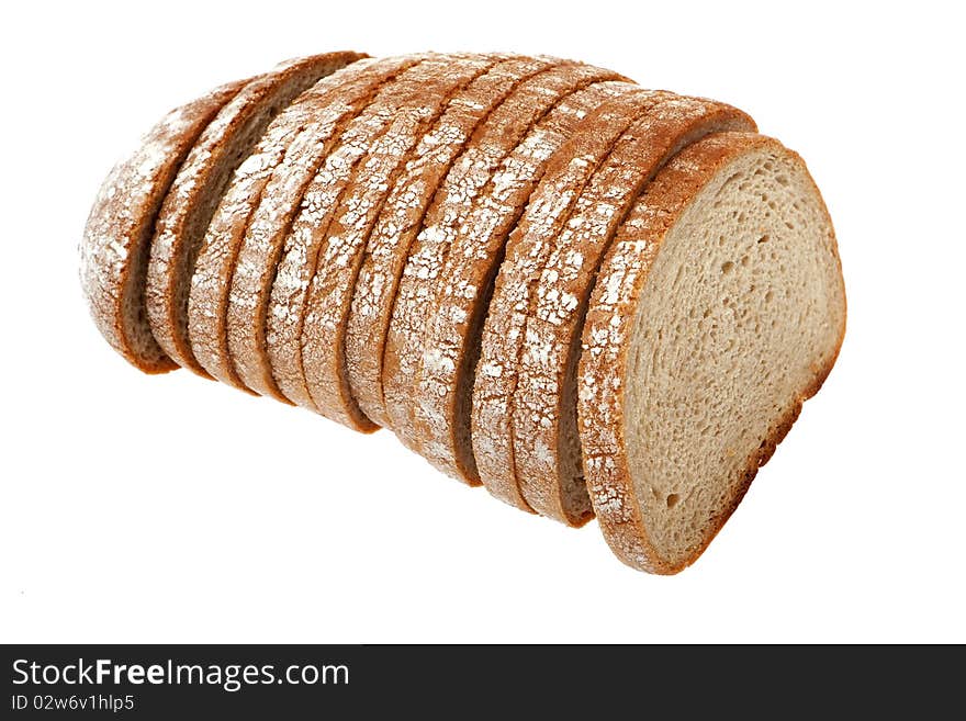 Sliced bread, baked daily food against white background