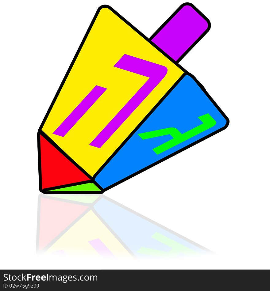 Colorful dreidel for Hanukkah drawing. Colorful dreidel for Hanukkah drawing.