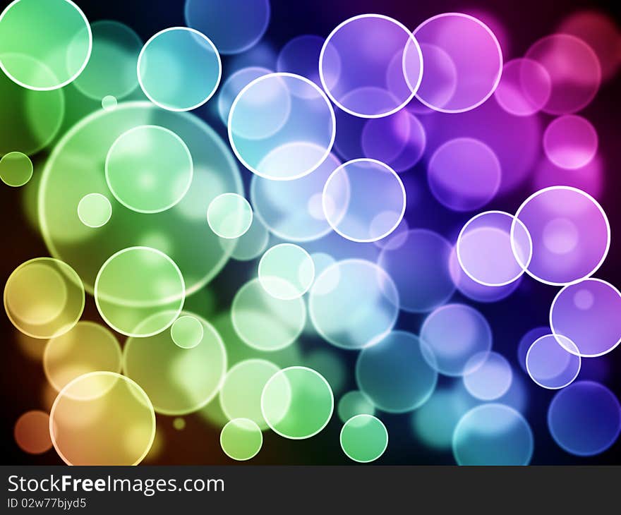 Background with circles in a rainbow of colors