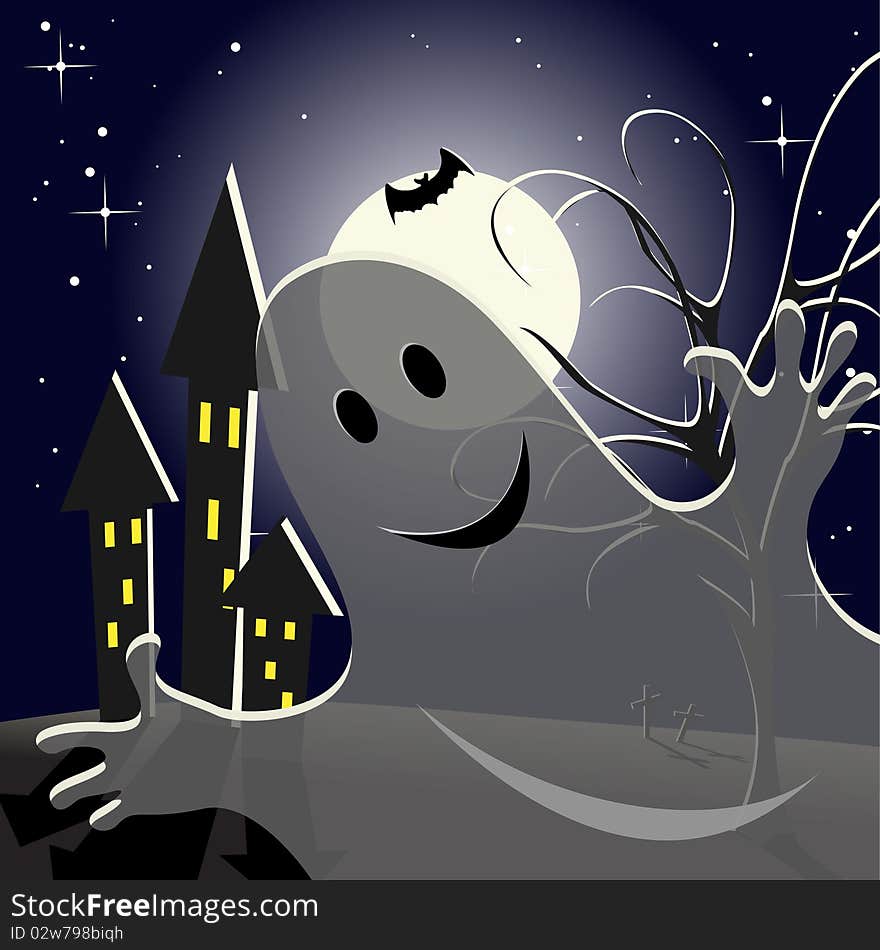 Illustration, merry adduction on background night sky. Illustration, merry adduction on background night sky