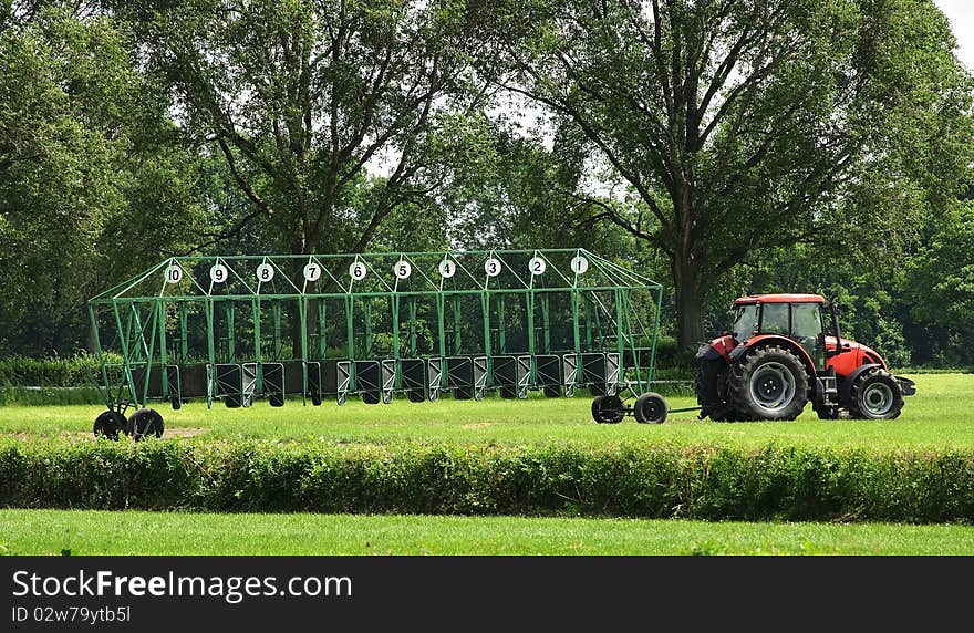 Picture showing the horse boxes before the race