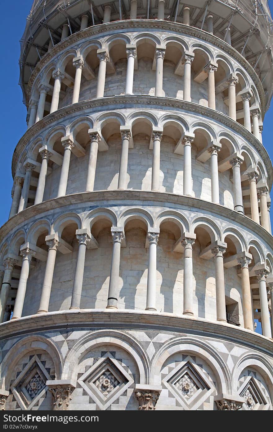 Details of Leaning tower of Pisa, Tuscany, Italy