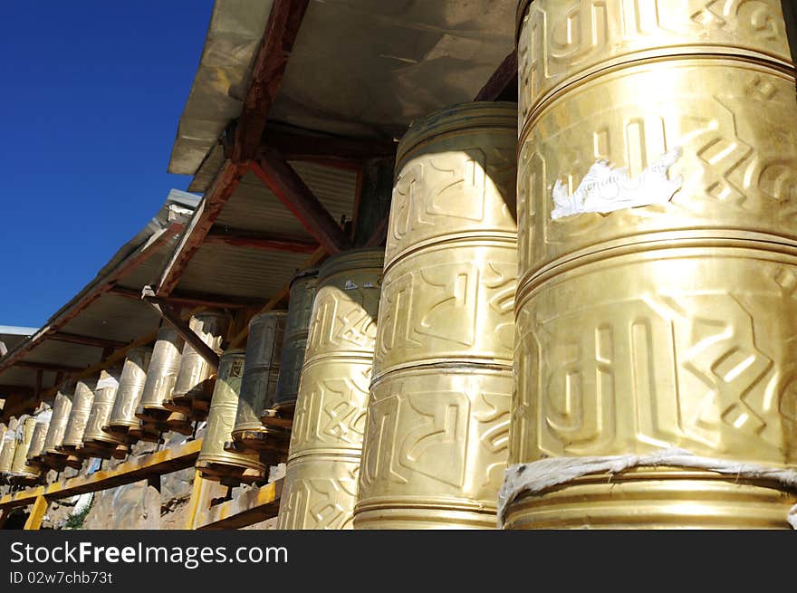 Prayer Wheels in Tibet