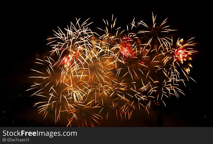 Firework streaks in the night sky