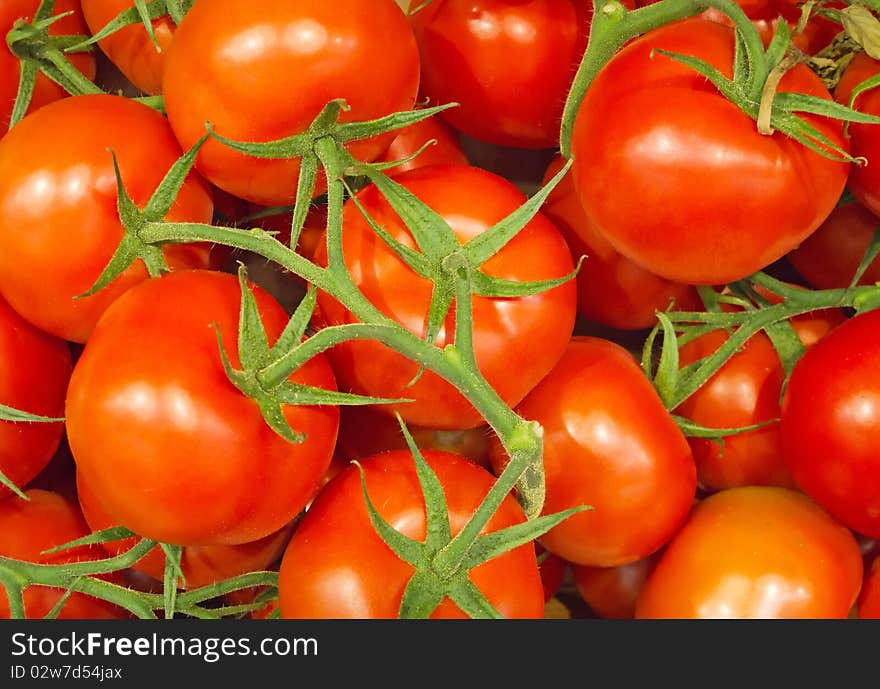 A lot of red ripe tomatoes background