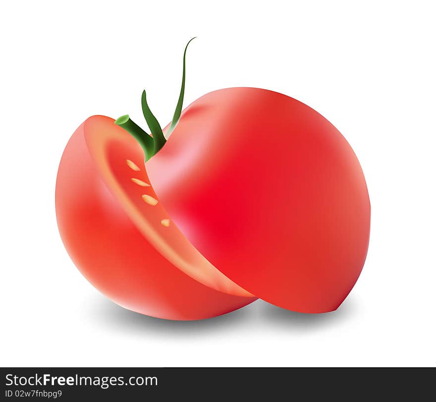 Tomato sliced. Isolated on white background.