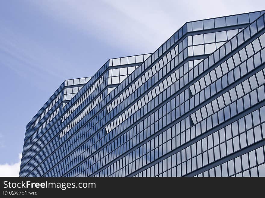 Modern glass building style in downtown