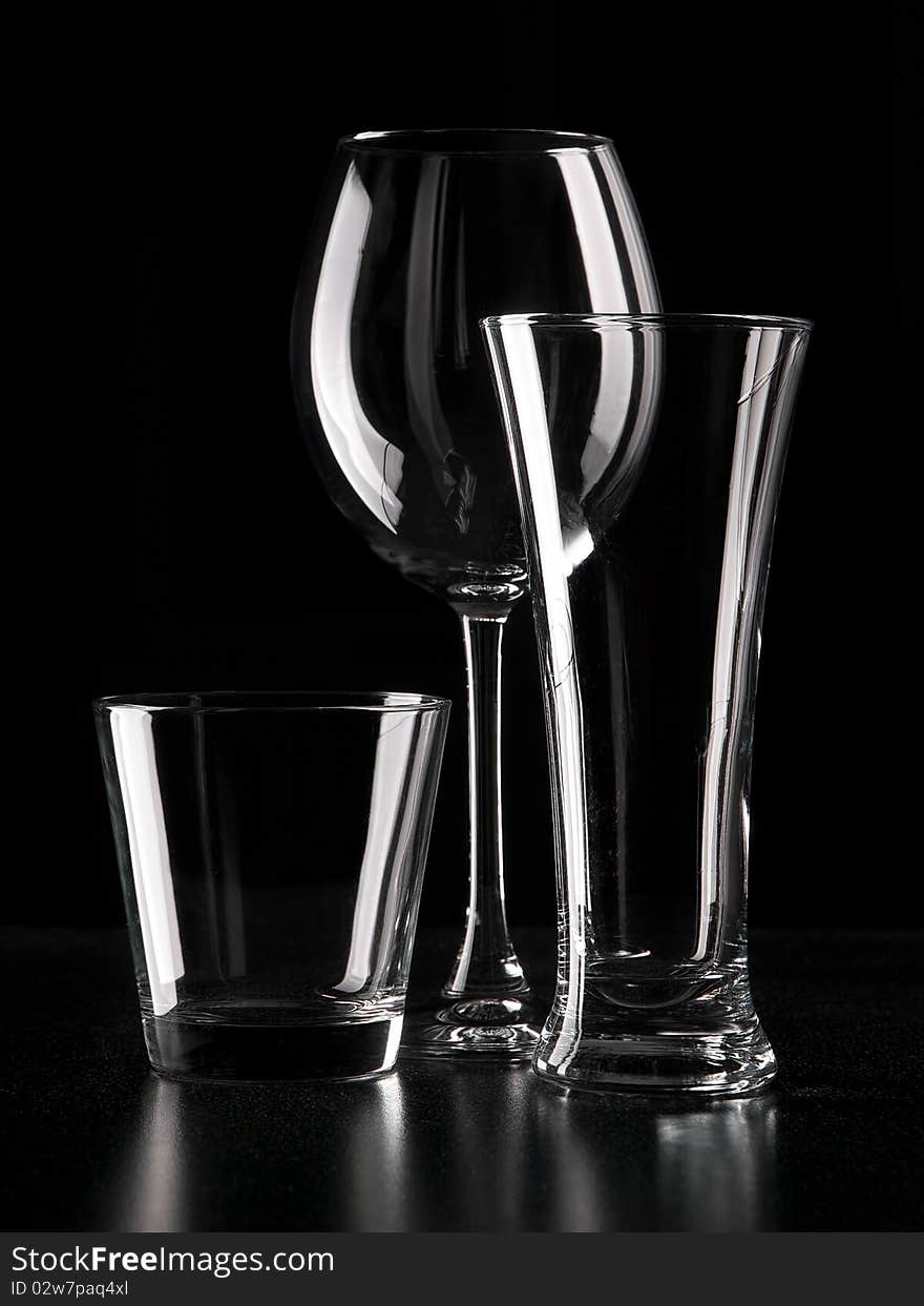 Three glasses in black