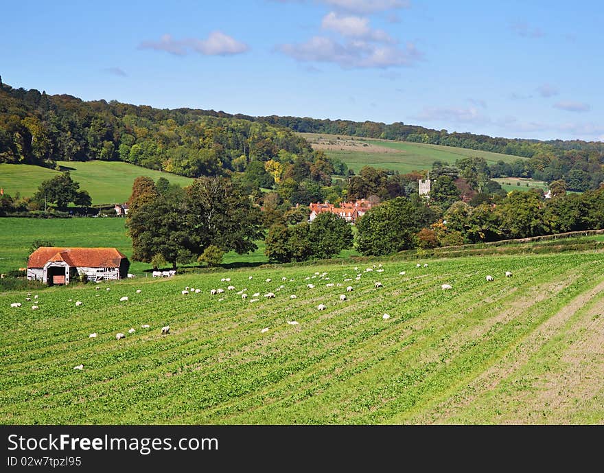 An English Rural Landscape with Hamlet