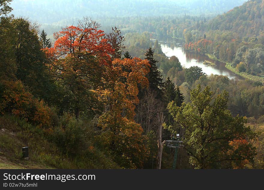 Fall foliage reflected in the river. Fall foliage reflected in the river