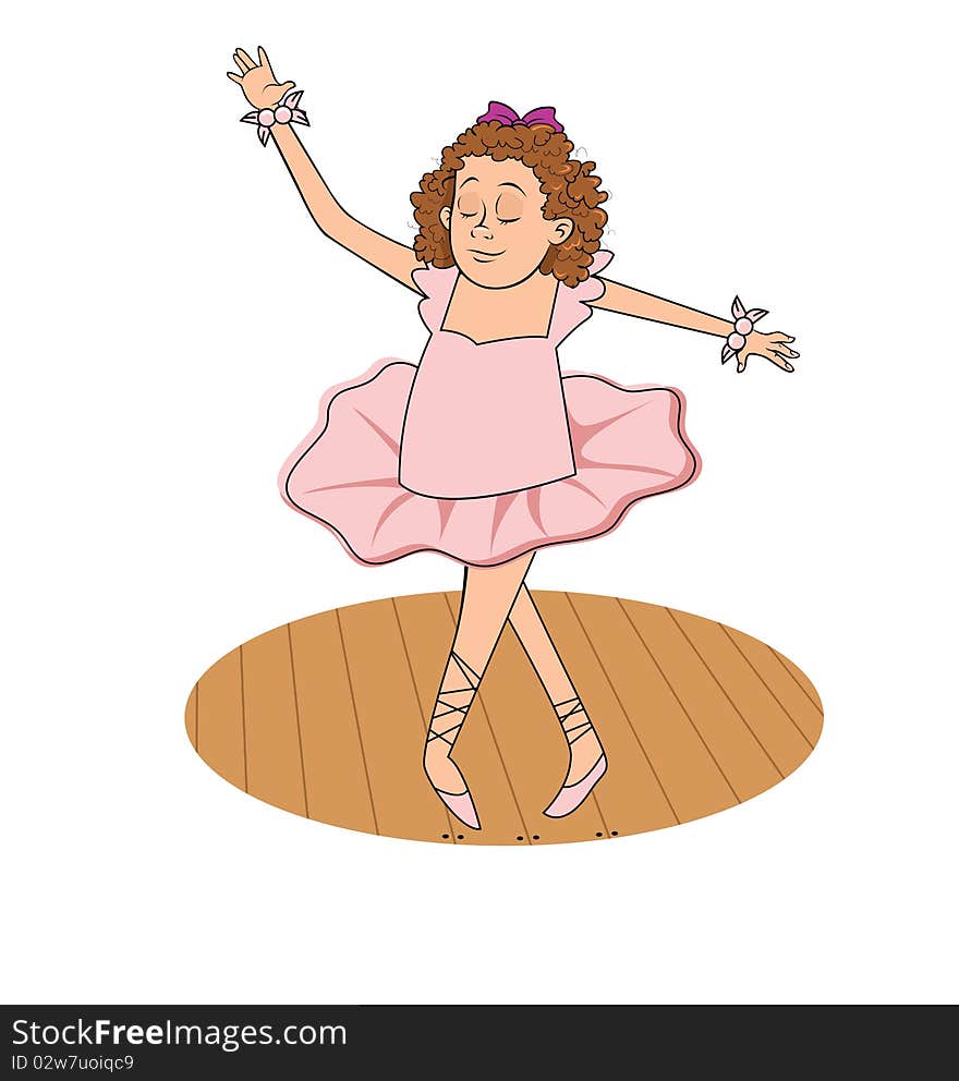 Cartoon vector illustration of a ballerina girl