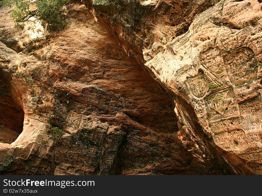 Old scripts on the rock