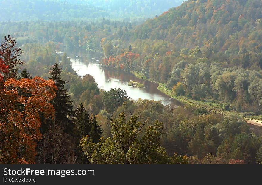 Fall foliage reflected in the river. Fall foliage reflected in the river