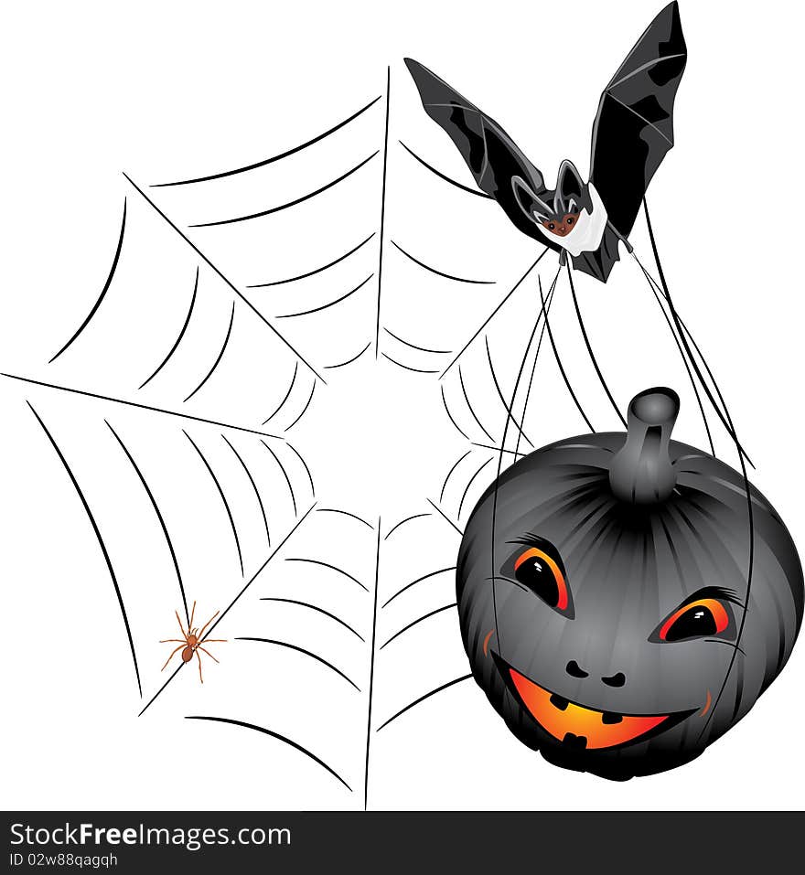 Bat With Pumpkin. Halloween