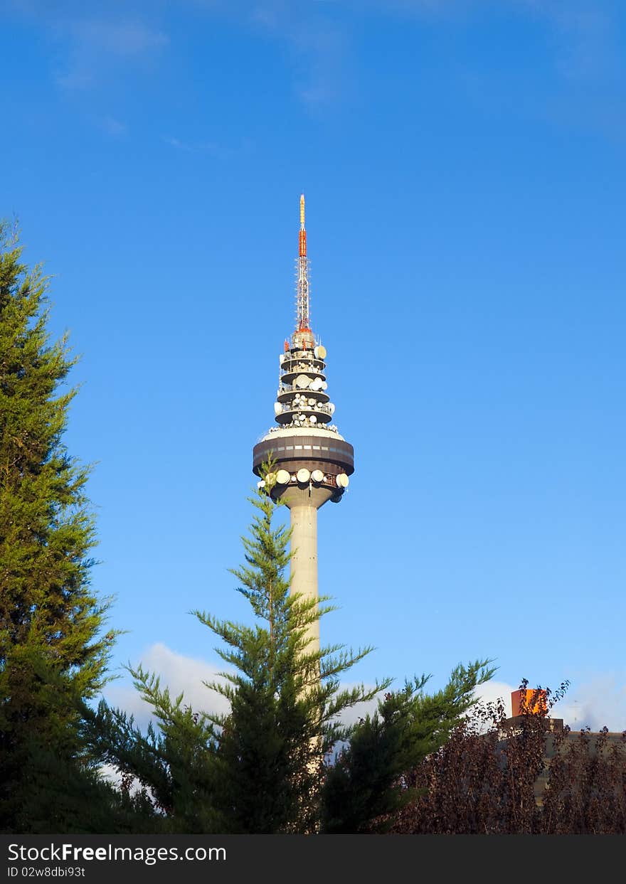 Broadcasting TV Tower in Madrid city, Spain. Broadcasting TV Tower in Madrid city, Spain