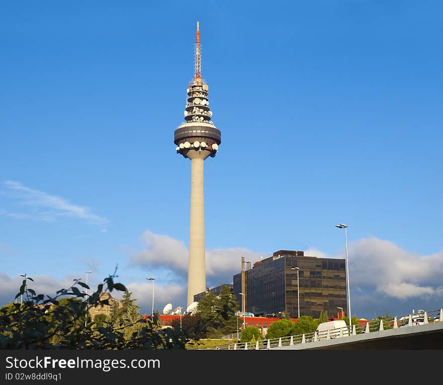 Broadcasting TV Tower in Madrid city, Spain. Broadcasting TV Tower in Madrid city, Spain