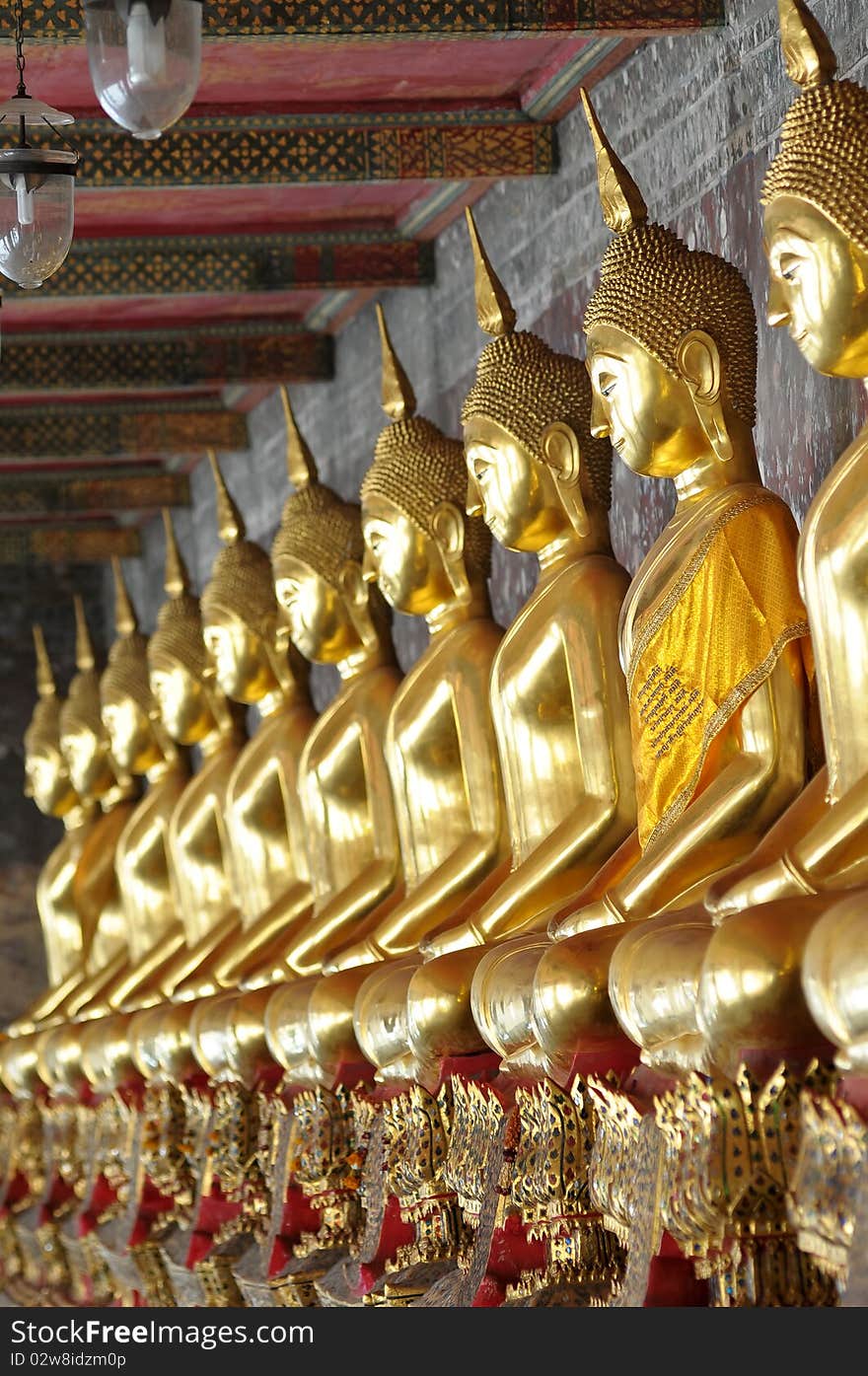 Golden Buddha images from Wat Suthat Thepwararam, Bangkok, Thailand