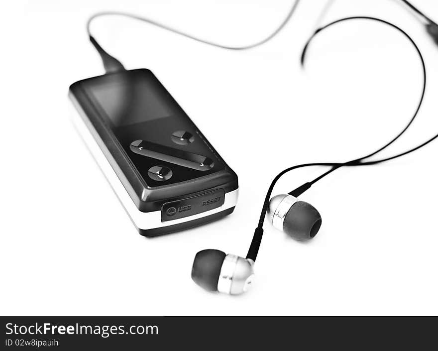 Black media player with phones