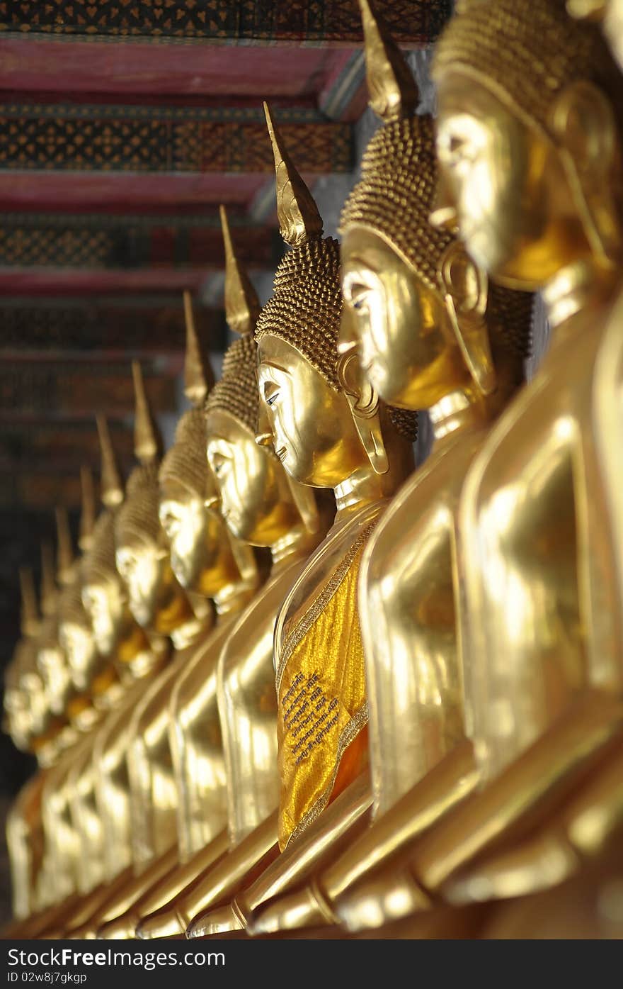 Golden Buddha images from Wat Suthat Thepwararam, Bangkok, Thailand