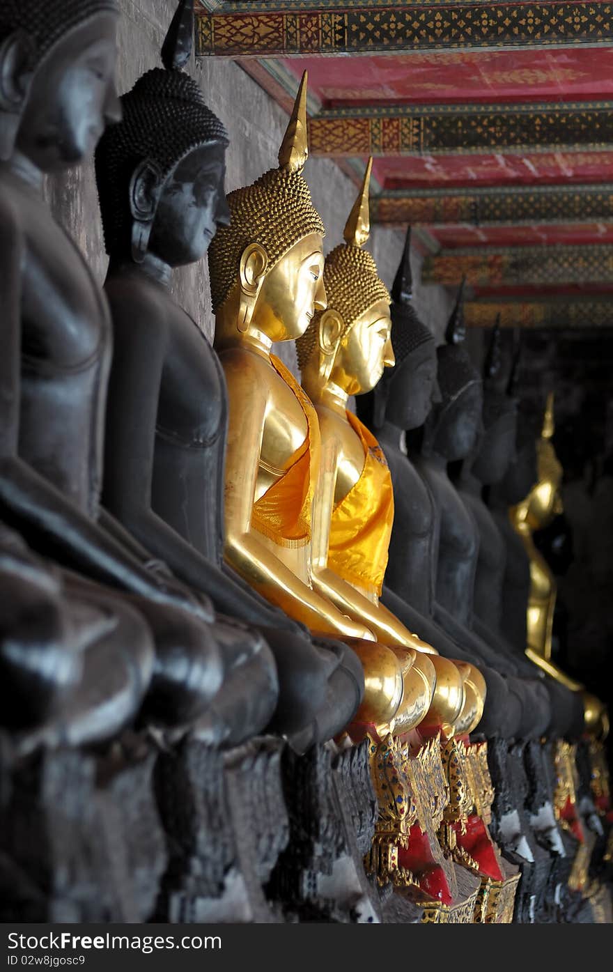 Golden Buddha images from Wat Suthat Thepwararam, Bangkok, Thailand. Golden Buddha images from Wat Suthat Thepwararam, Bangkok, Thailand