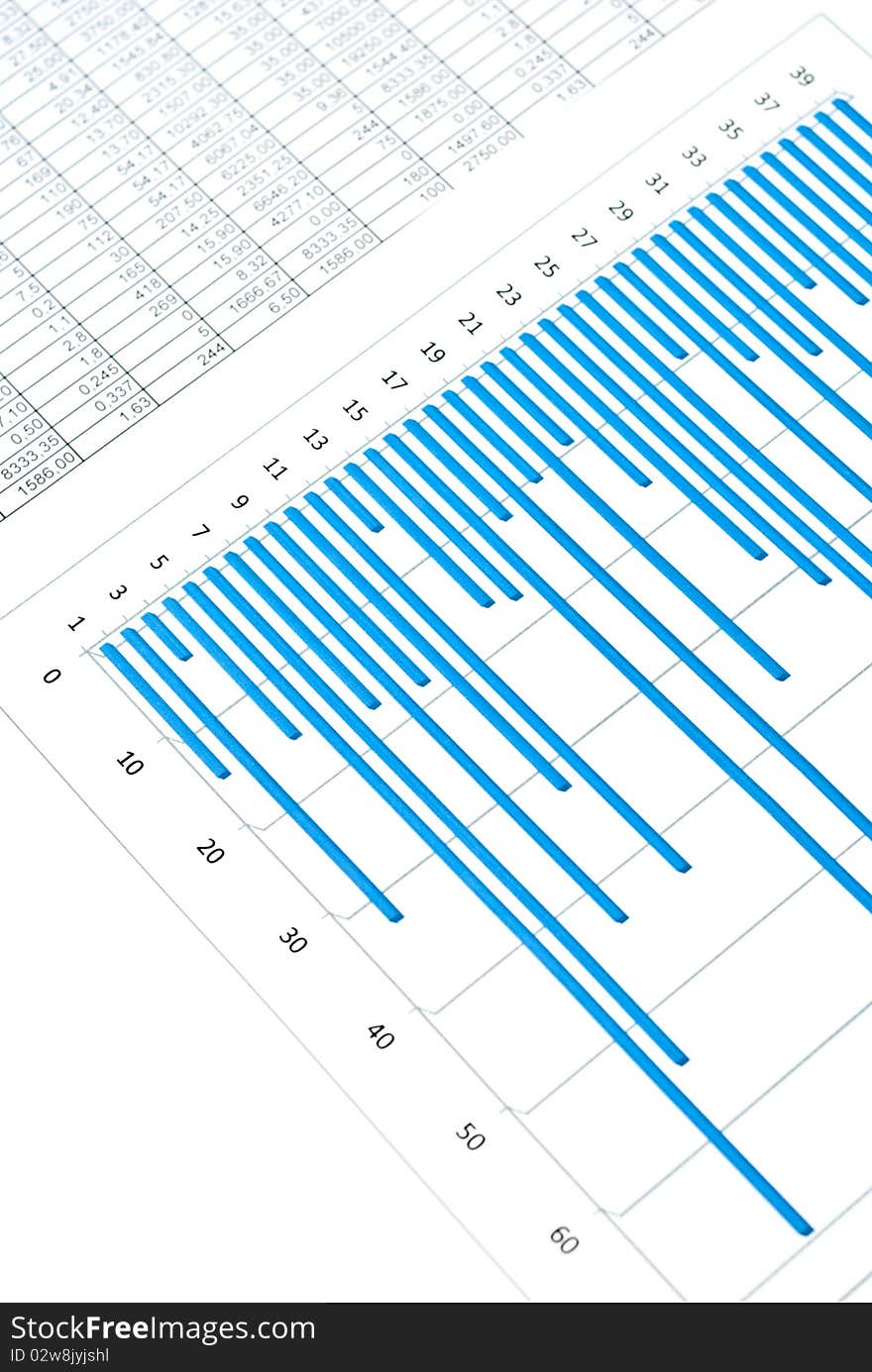 Business still-life with blue charts and numbers. Business still-life with blue charts and numbers