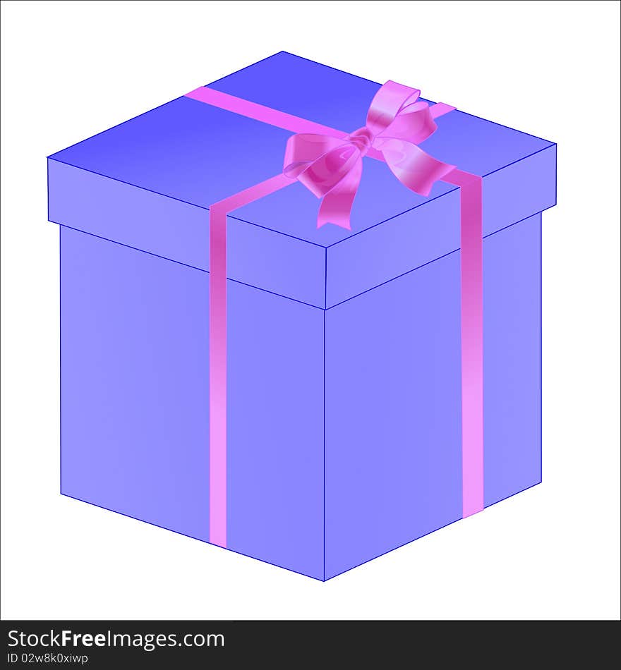 Gift White Box With Ribbon Bow Isolated