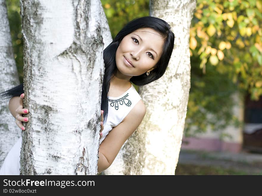 Girl walking in park