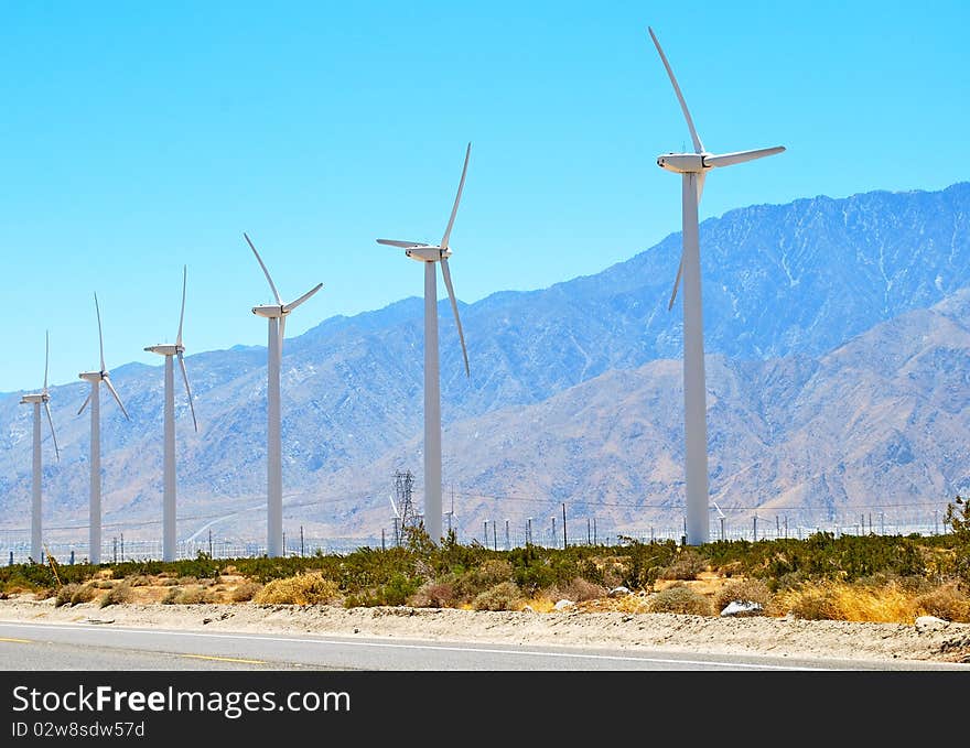 Windmills park and mountain