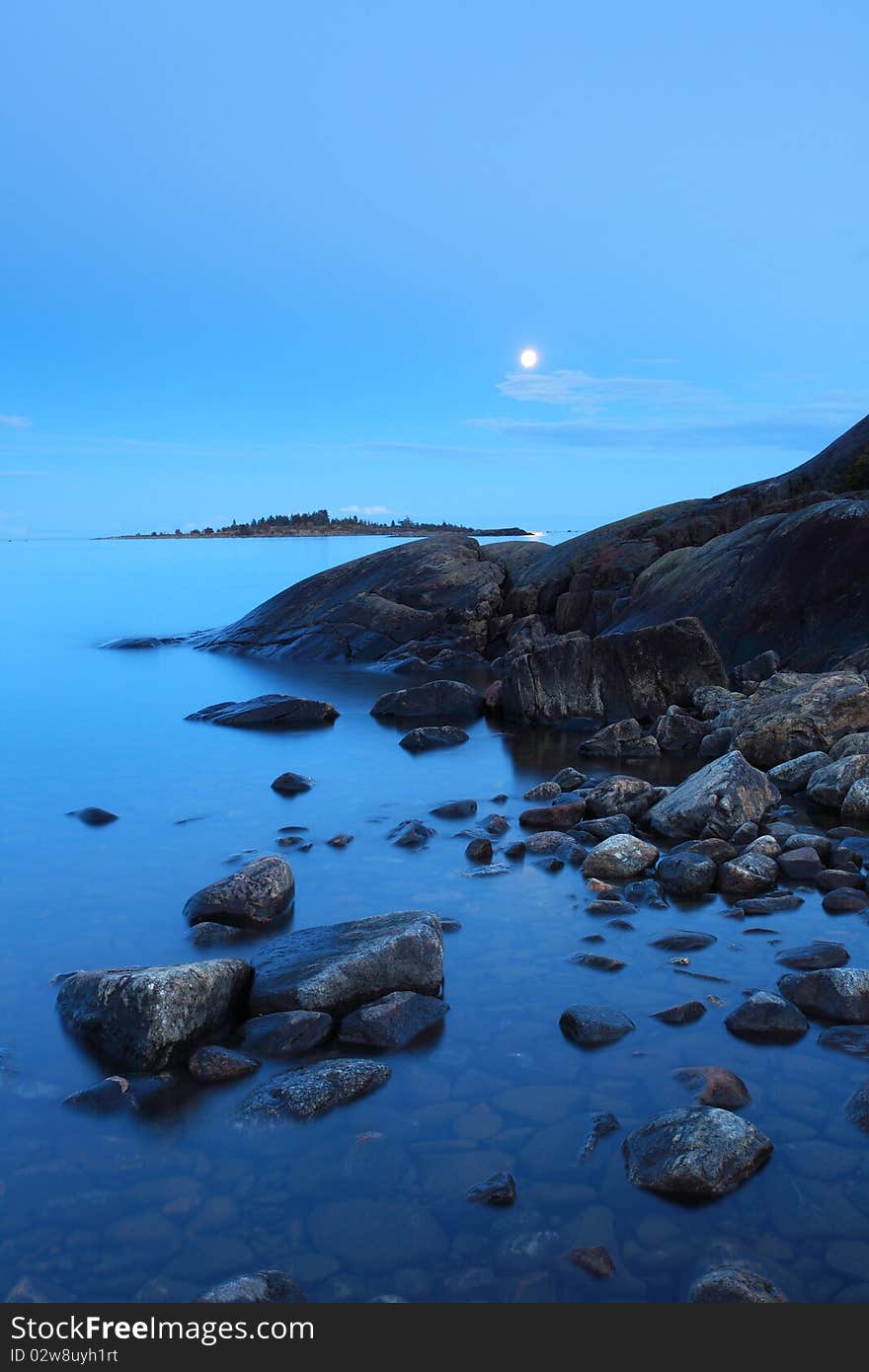 Coast landscape in beautiful sunset