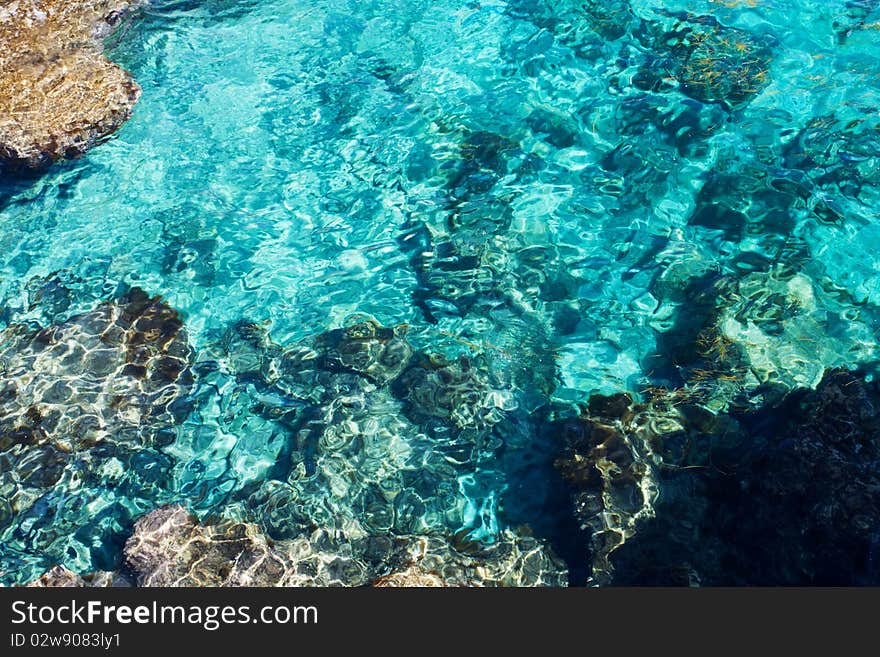 Beautiful clear sea water in a sea