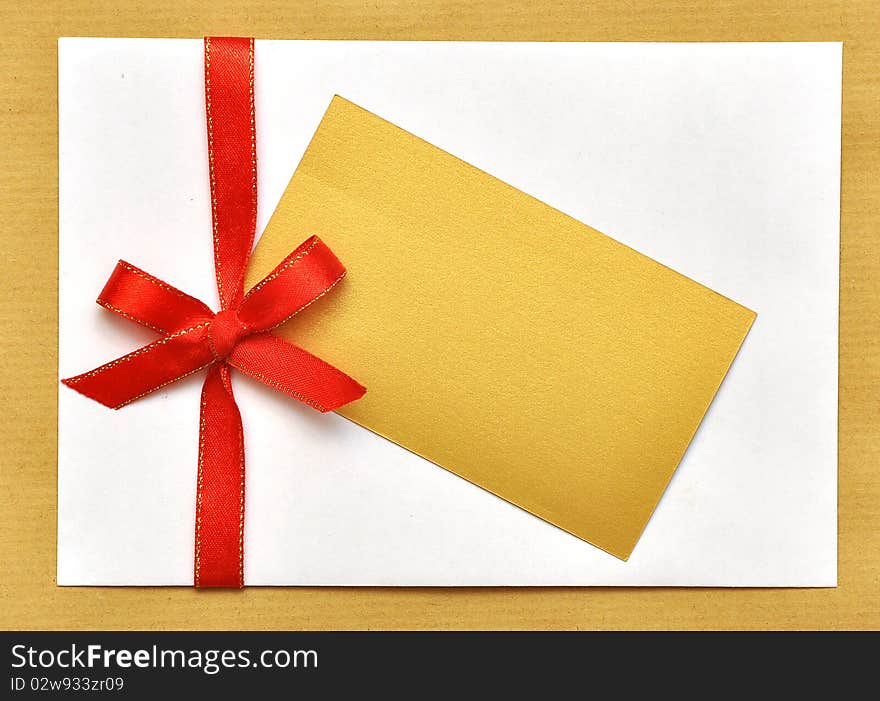 White envelope with brown background for christmas cards. White envelope with brown background for christmas cards