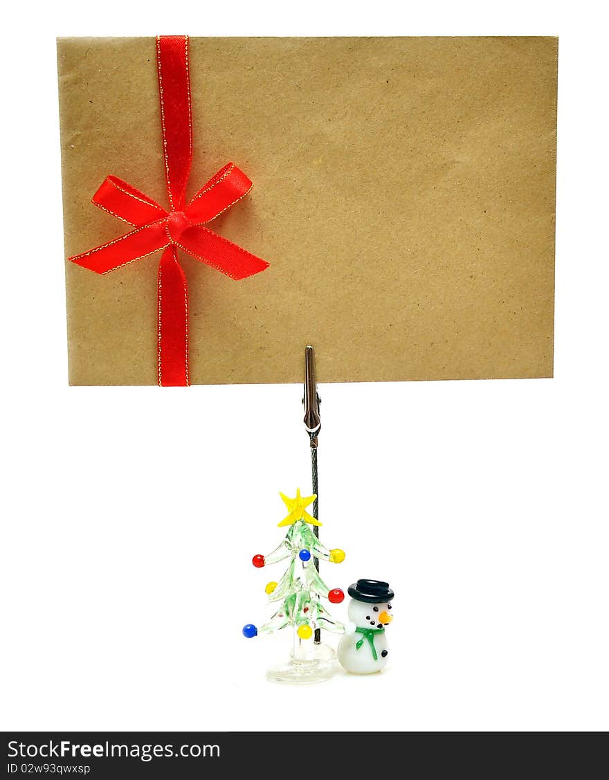 Small stand and envelope with red ribbon. Small stand and envelope with red ribbon