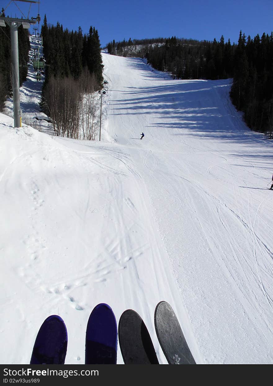 View from a ski lift. View from a ski lift