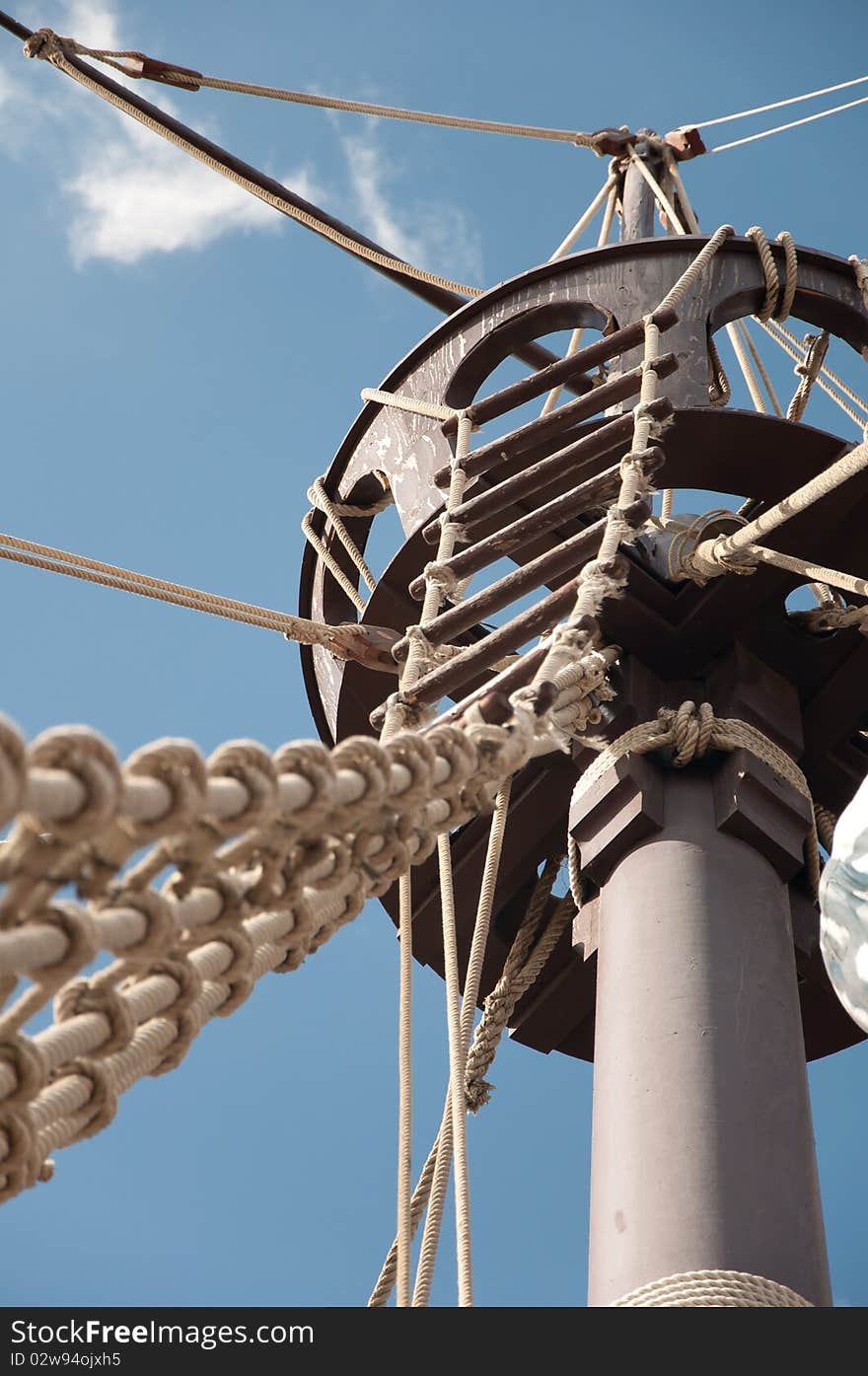 Mast of the replica of a Columbus s ship