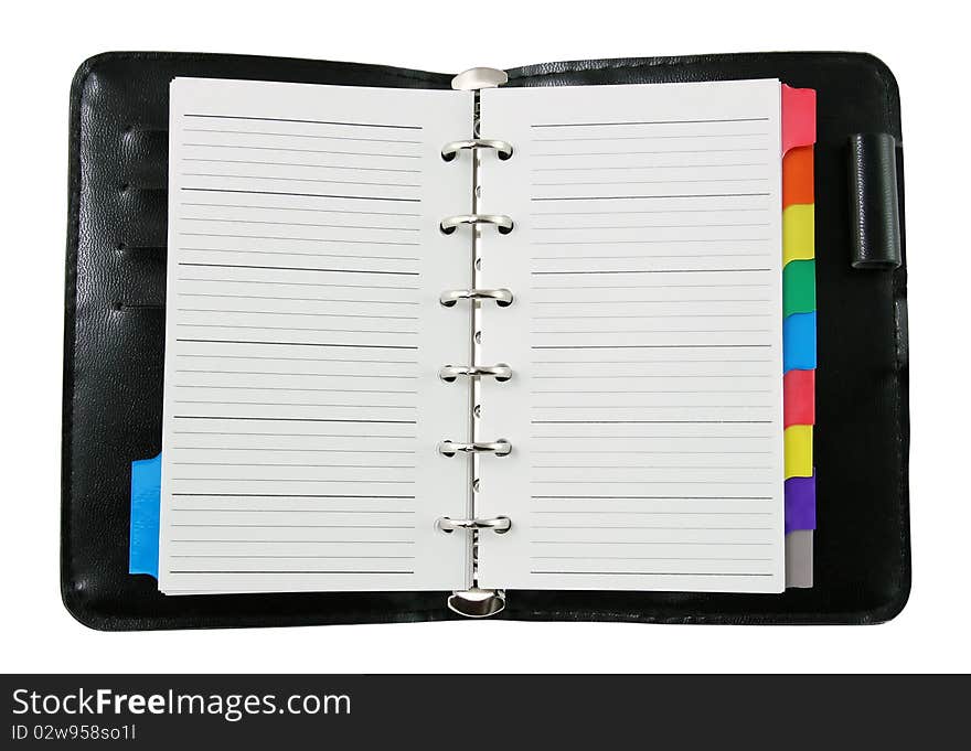 Black notebook with clipping path