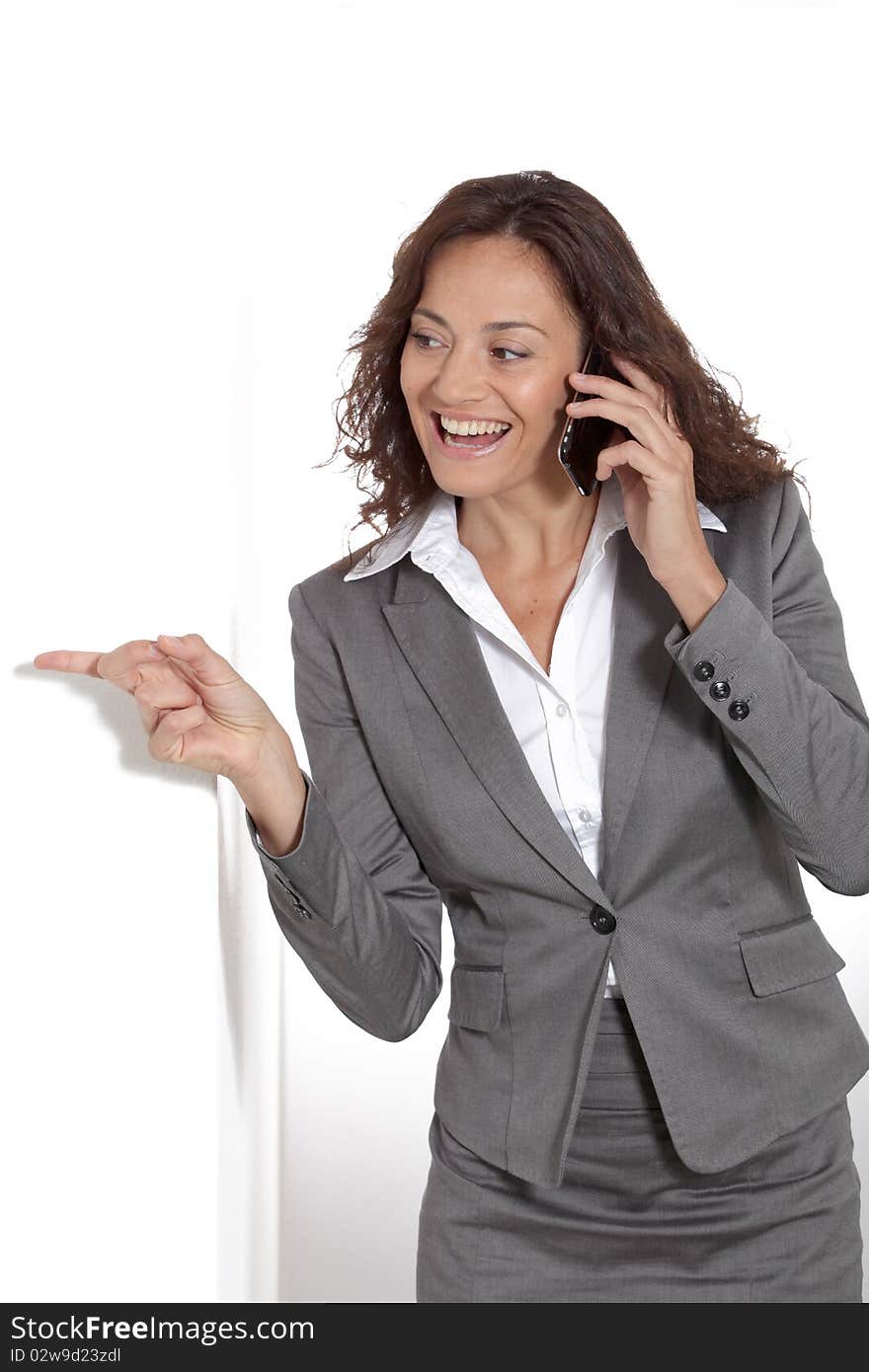 Businesswoman doing expressions on white background. Businesswoman doing expressions on white background