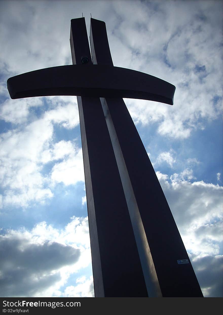 Memorial cross on top of Gradowa Mountain in Gdansk. Picture taken directly from the monument. Memorial cross on top of Gradowa Mountain in Gdansk. Picture taken directly from the monument.