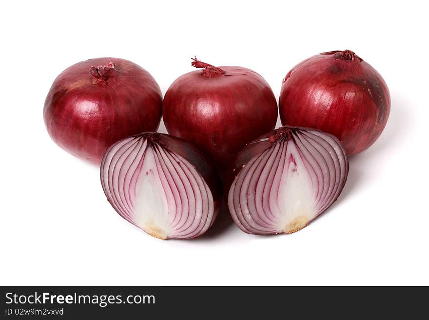 Red onion isolated on white