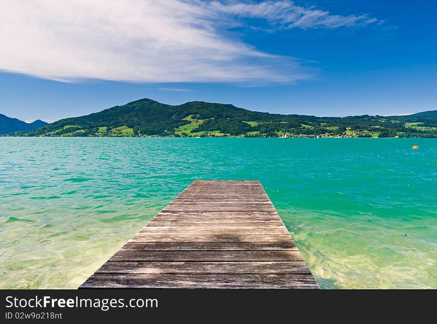 Pier on the lake in the Salzkammergut. Austria. Pier on the lake in the Salzkammergut. Austria