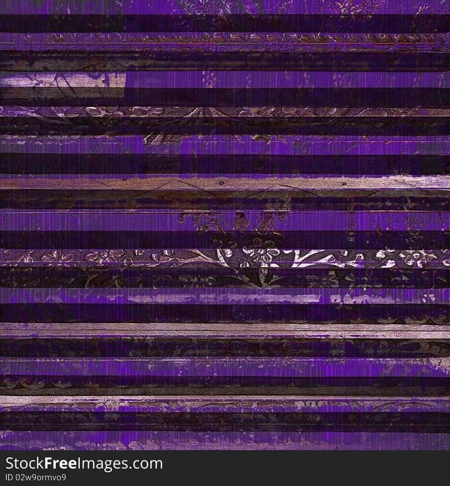 Antique purple wood scroll print textured background