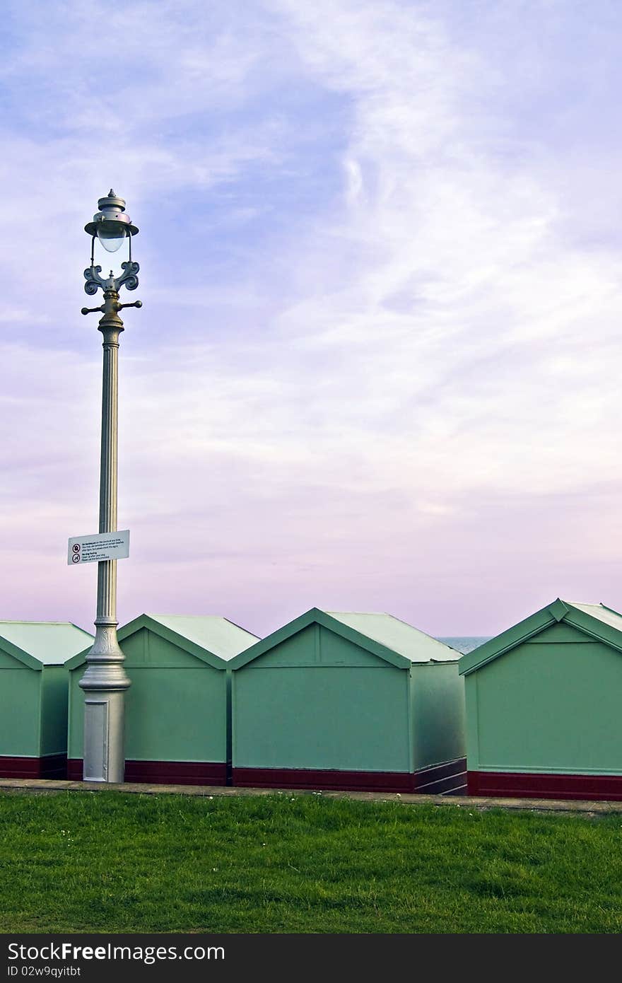 Lamp and  beach huts