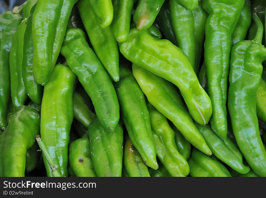 Natural texture with green peppers waiting for sale