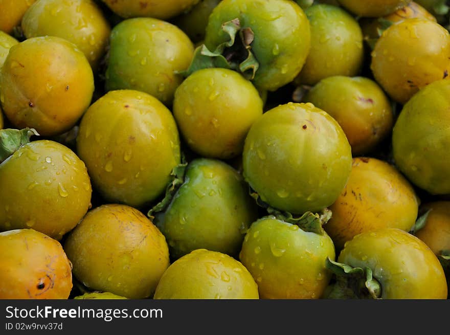 Water drops on fresh date fruits