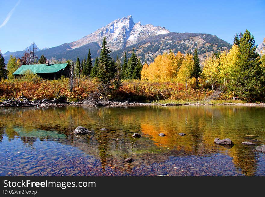 Scenic autumn landscape in Grand Tetons national park