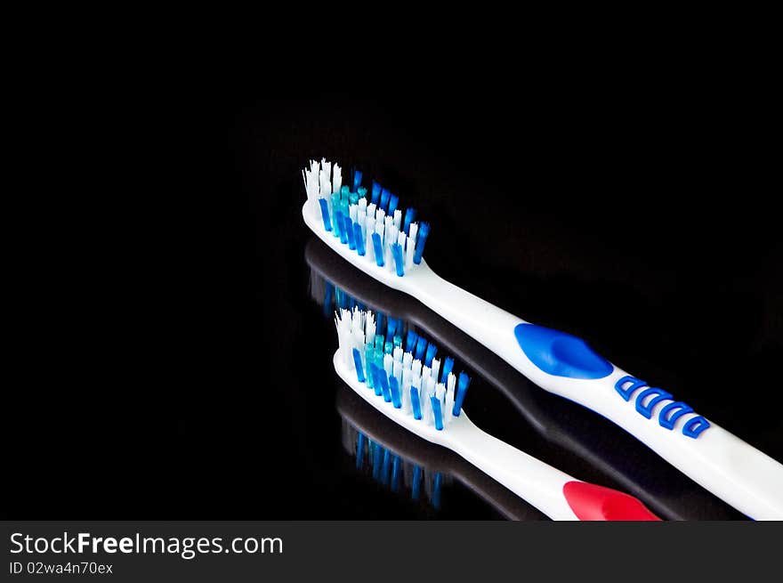 Tooth Brush On Black Background