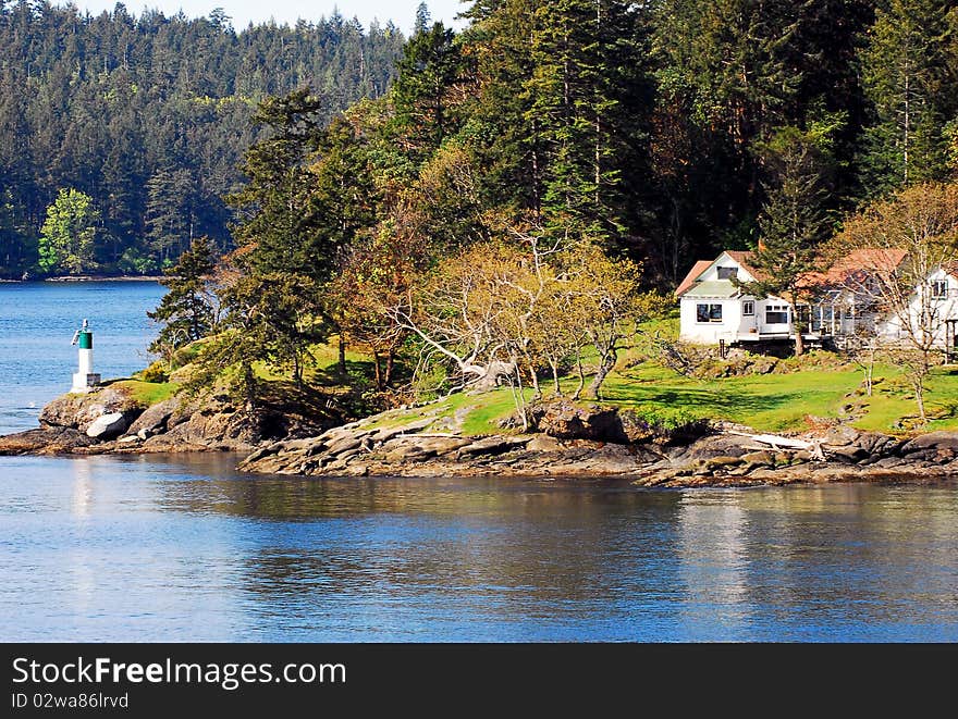 House by Shuswap lake in Autumn,Salmon Arm,Canada,