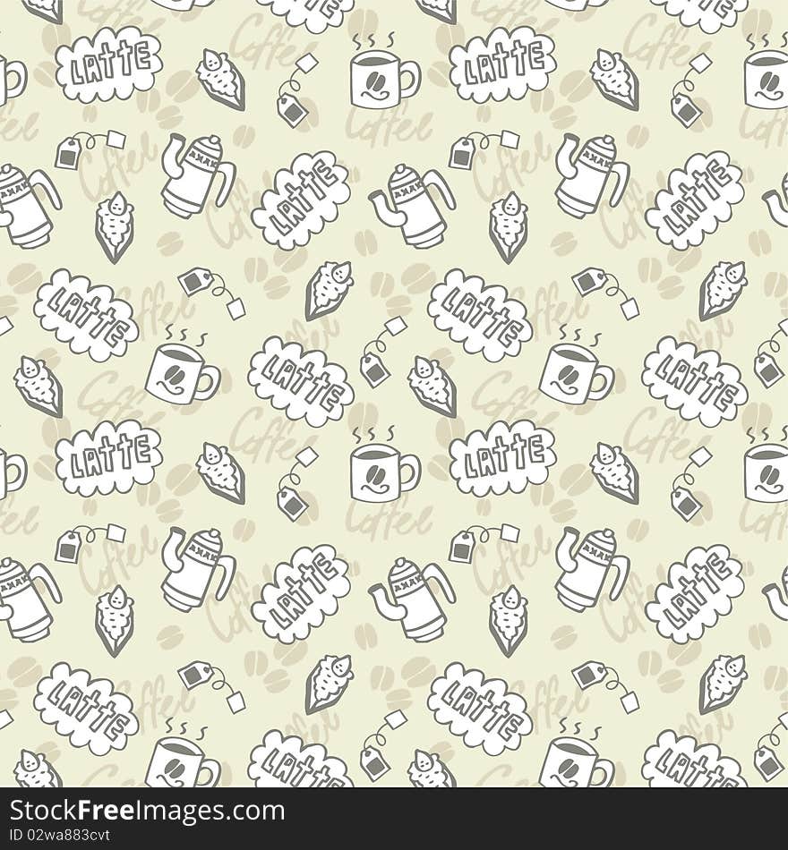 Seamless coffee pattern ,cartoon